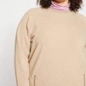 Riley Raglan Zip Pullover Sweatshirt XS Beige